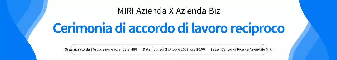 Promuovere una semplice cerimonia di accordo di lavoro collaborativo in bianco e blu