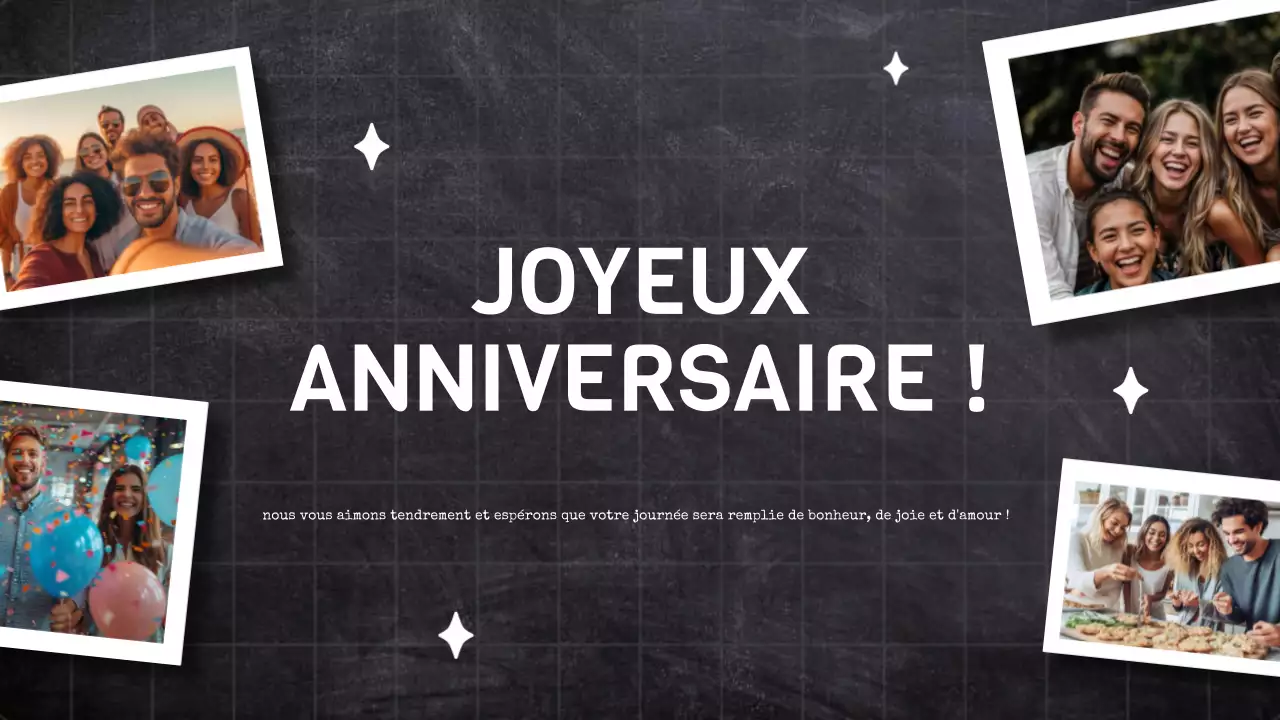 Présentation d'anniversaire tendance noire