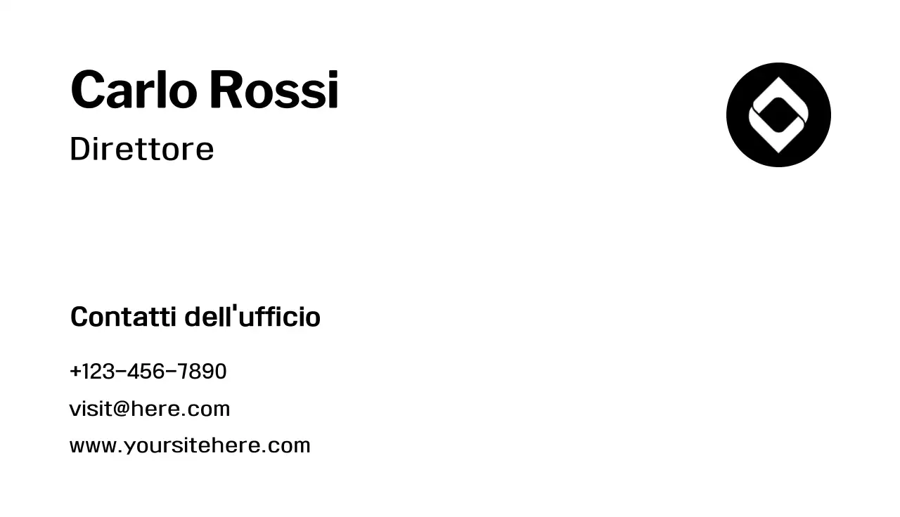 biglietto da visita minimal in bianco e nero