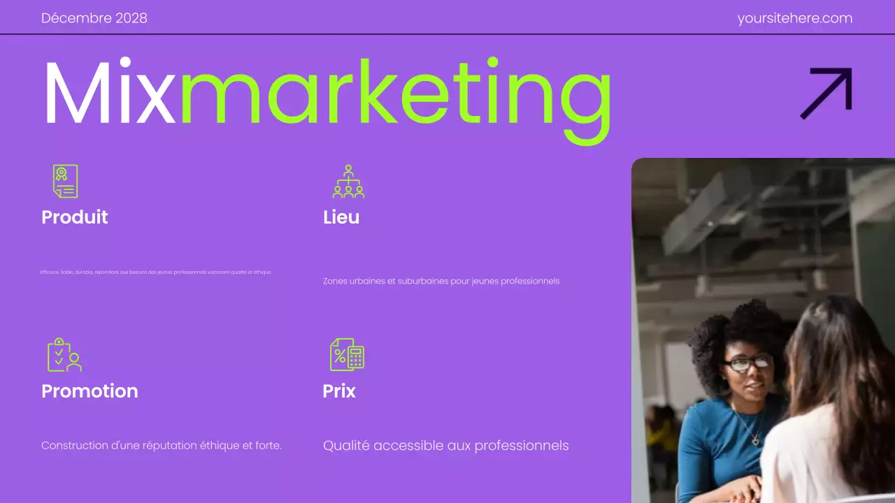 Présentation du plan marketing en dégradé moderne violet