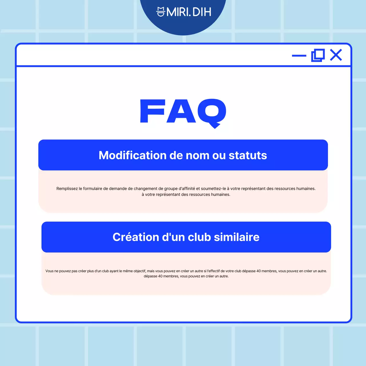 Description du club Blue Tidy