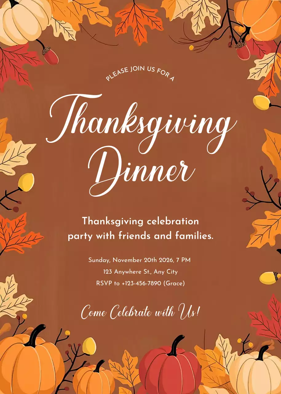 Brown Traditional Thanksgiving Invitation Poster