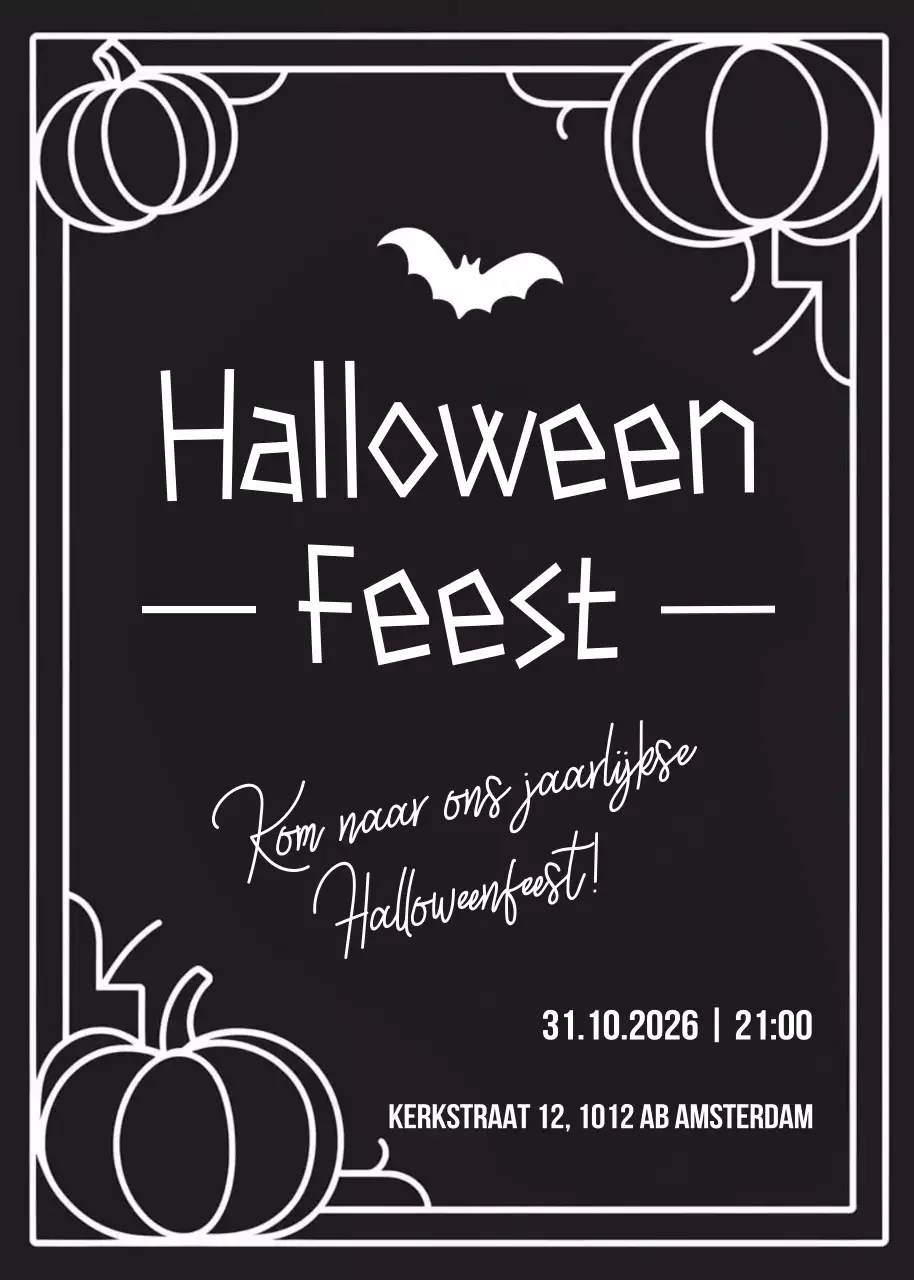 Zwarte Retro Halloween Uitnodiging