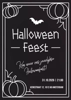 Zwarte Retro Halloween Uitnodiging
