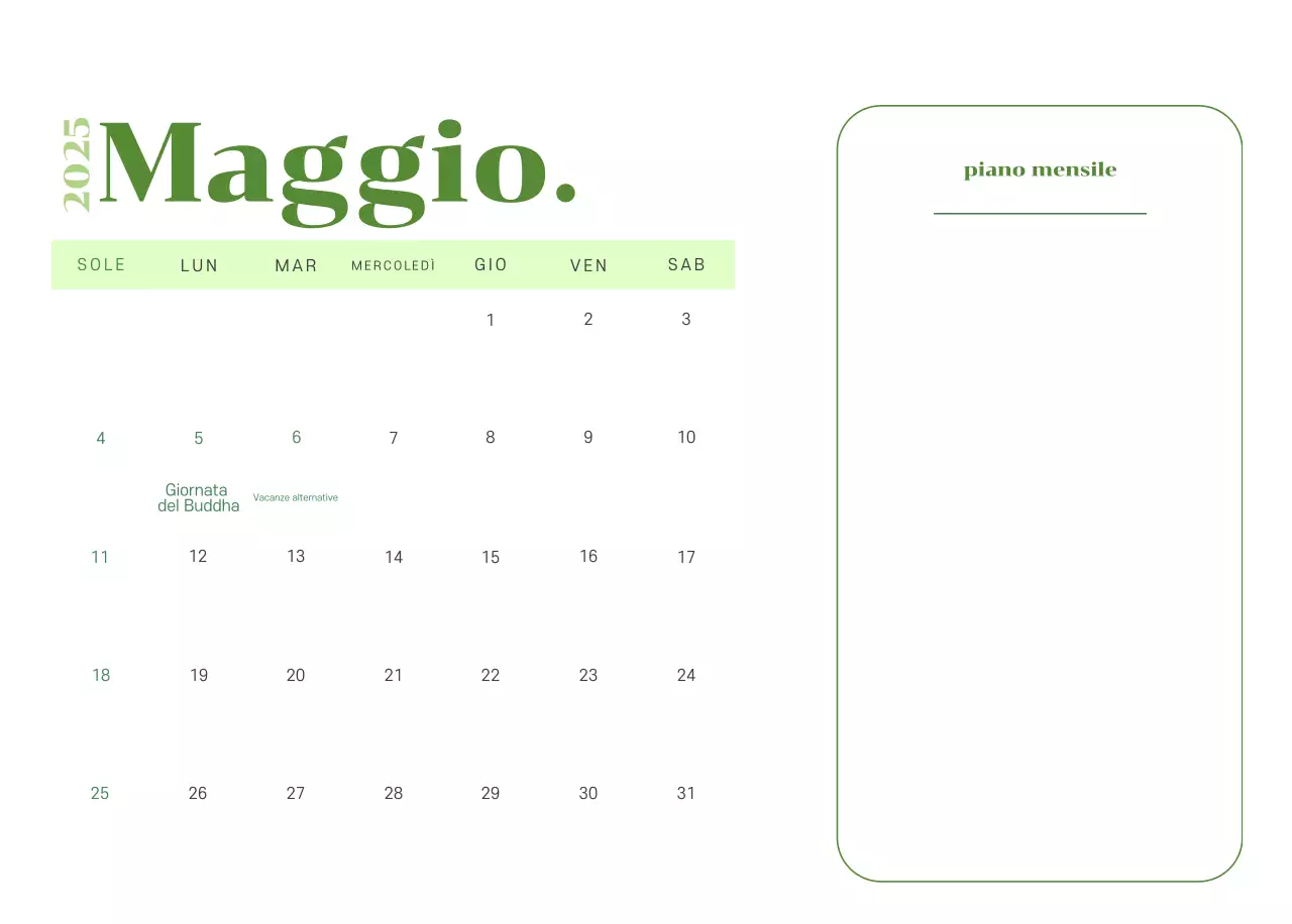 Calendario con illustrazioni giovanili su sfondo giallo-verde