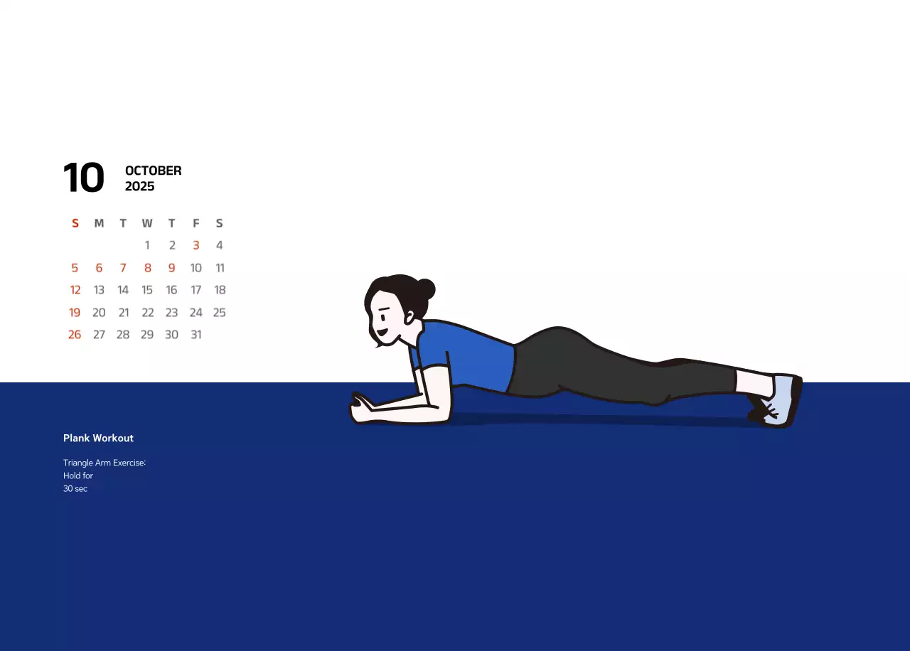 Simple calendar with blue, clean illustrations