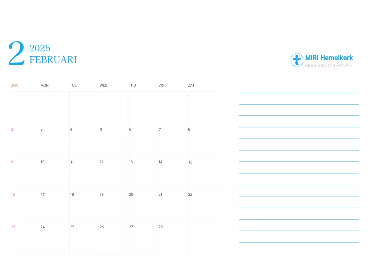 Blauw modern concept kerkkalender