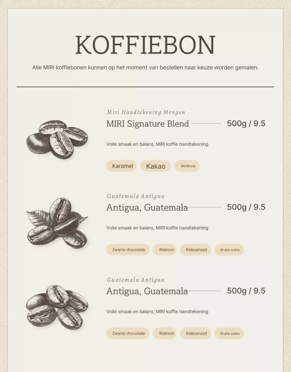 Beige en bruine vintage koffiebonen detailpagina