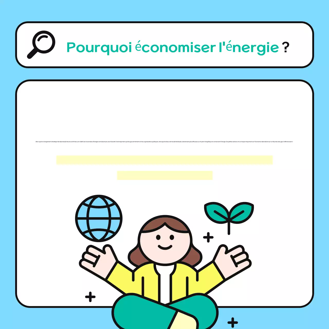 Campagne d'économie d'énergie sur le lieu de travail : bleu clair et vert