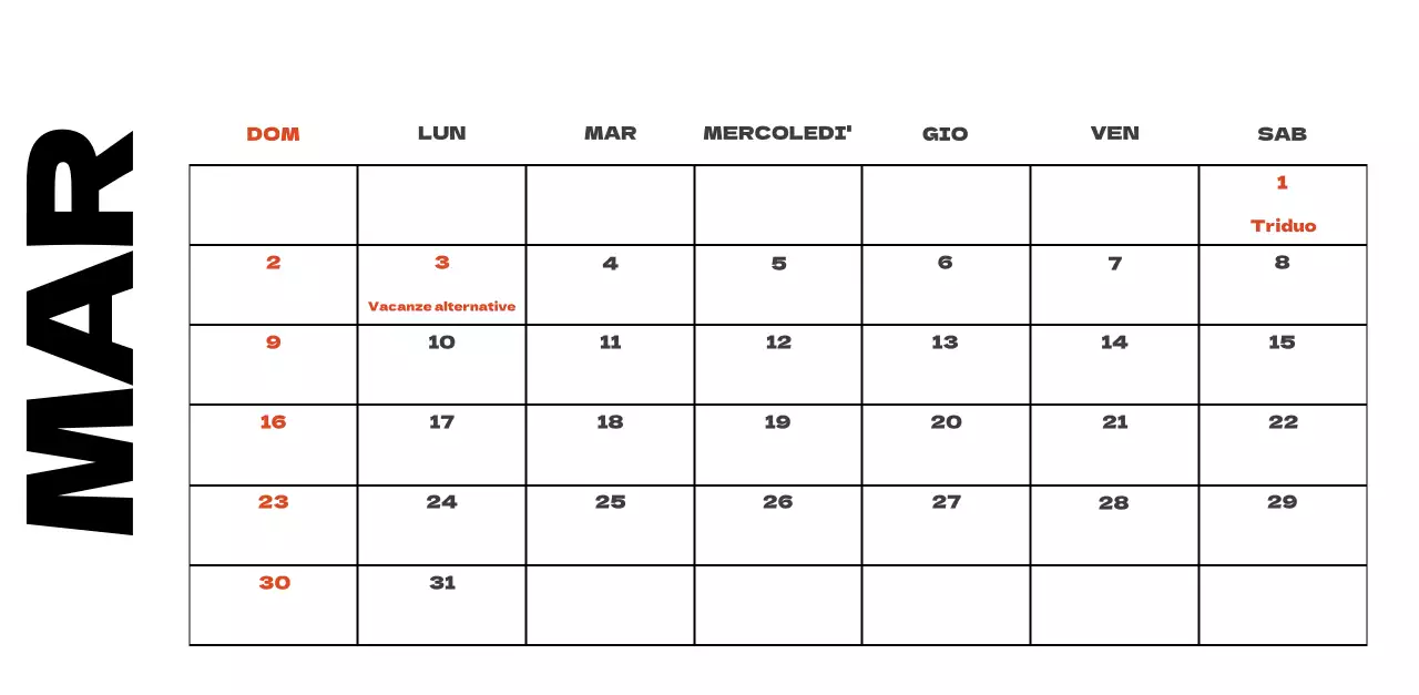 Calendario pulito con foto del cielo