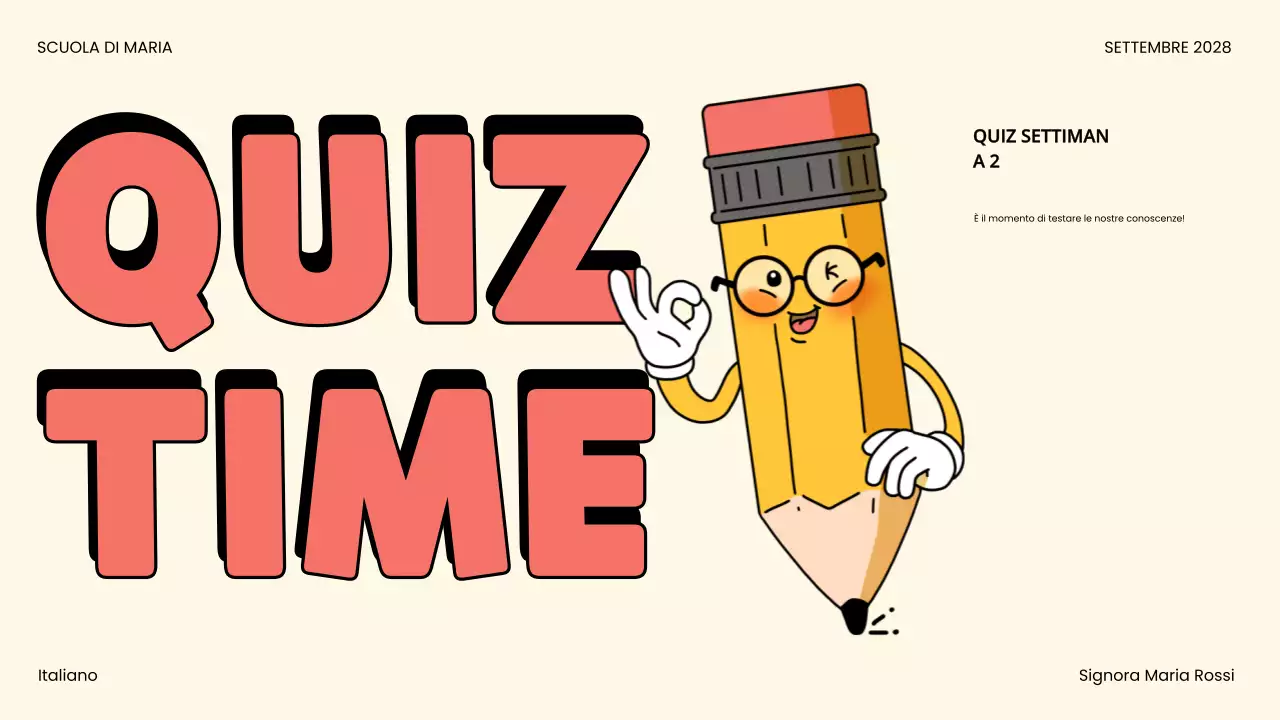 annuncio del quiz a fumetti beige