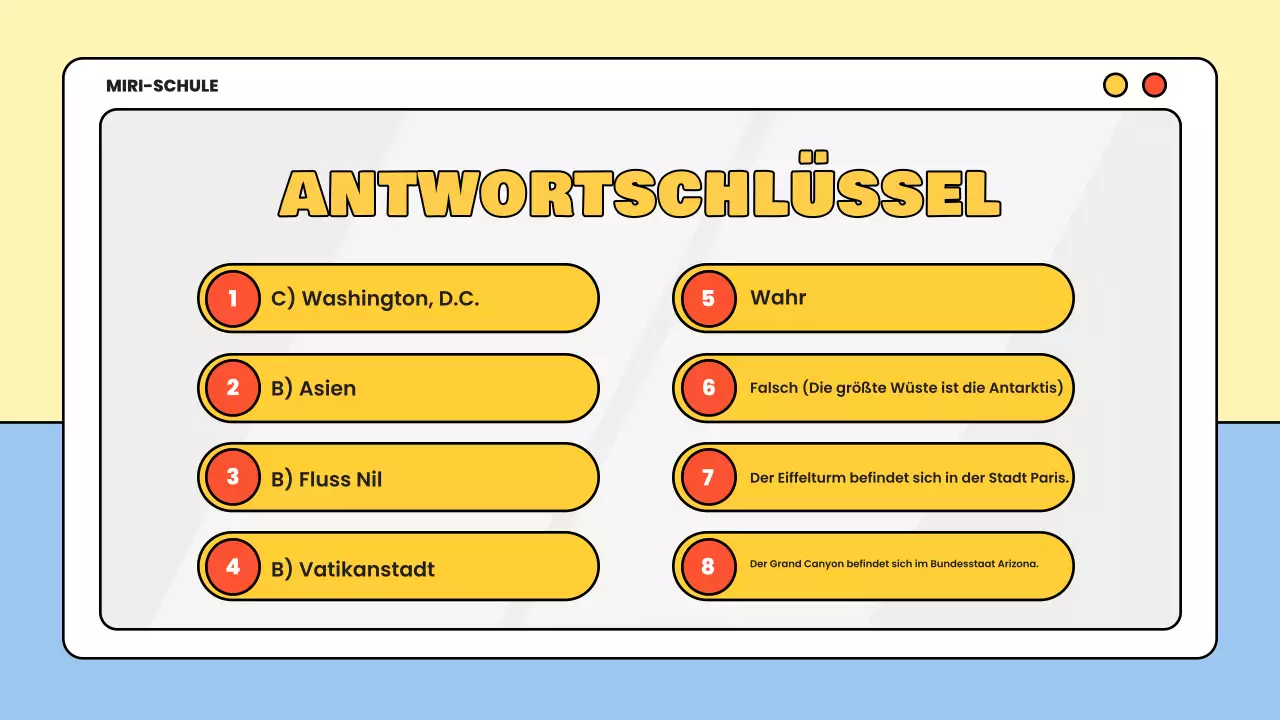 gelbes Minimal-Quiz-Lernmaterial