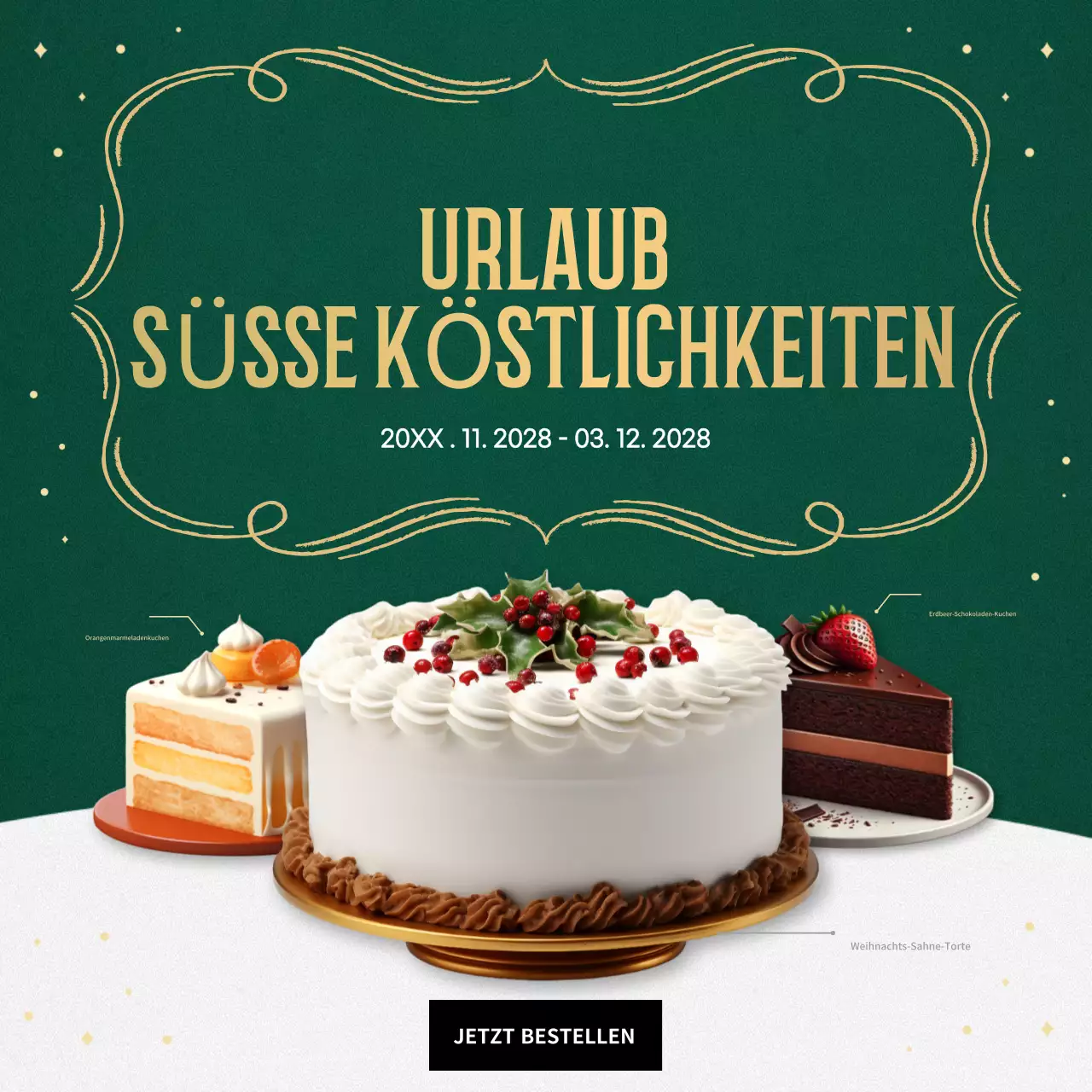 grüne festliche Dessert-Aktion