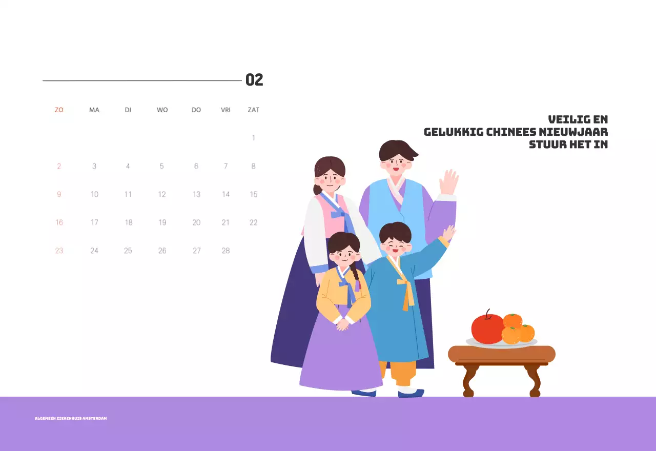 Een feestelijk ziekenhuis met illustraties met gezondheids- en gezinsthema's en kleurrijke accenten