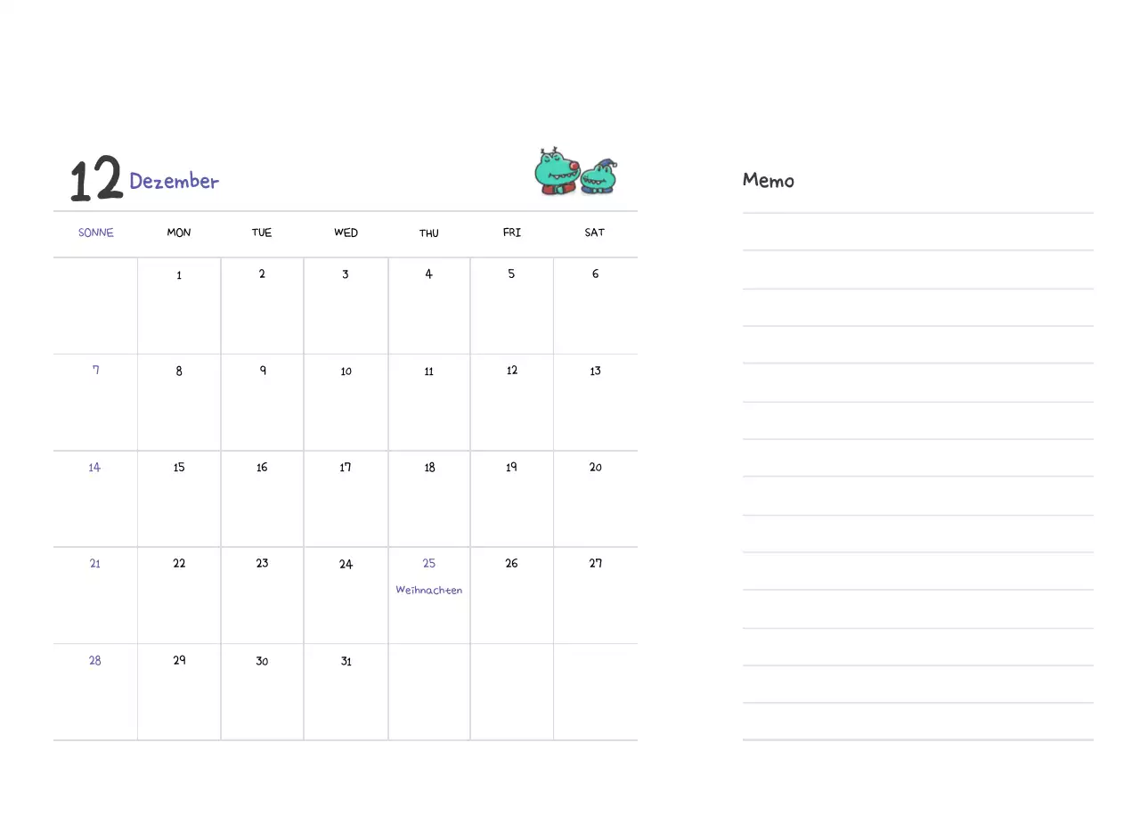 Ein Kalender mit einem niedlichen Ago-Illustrationskonzept