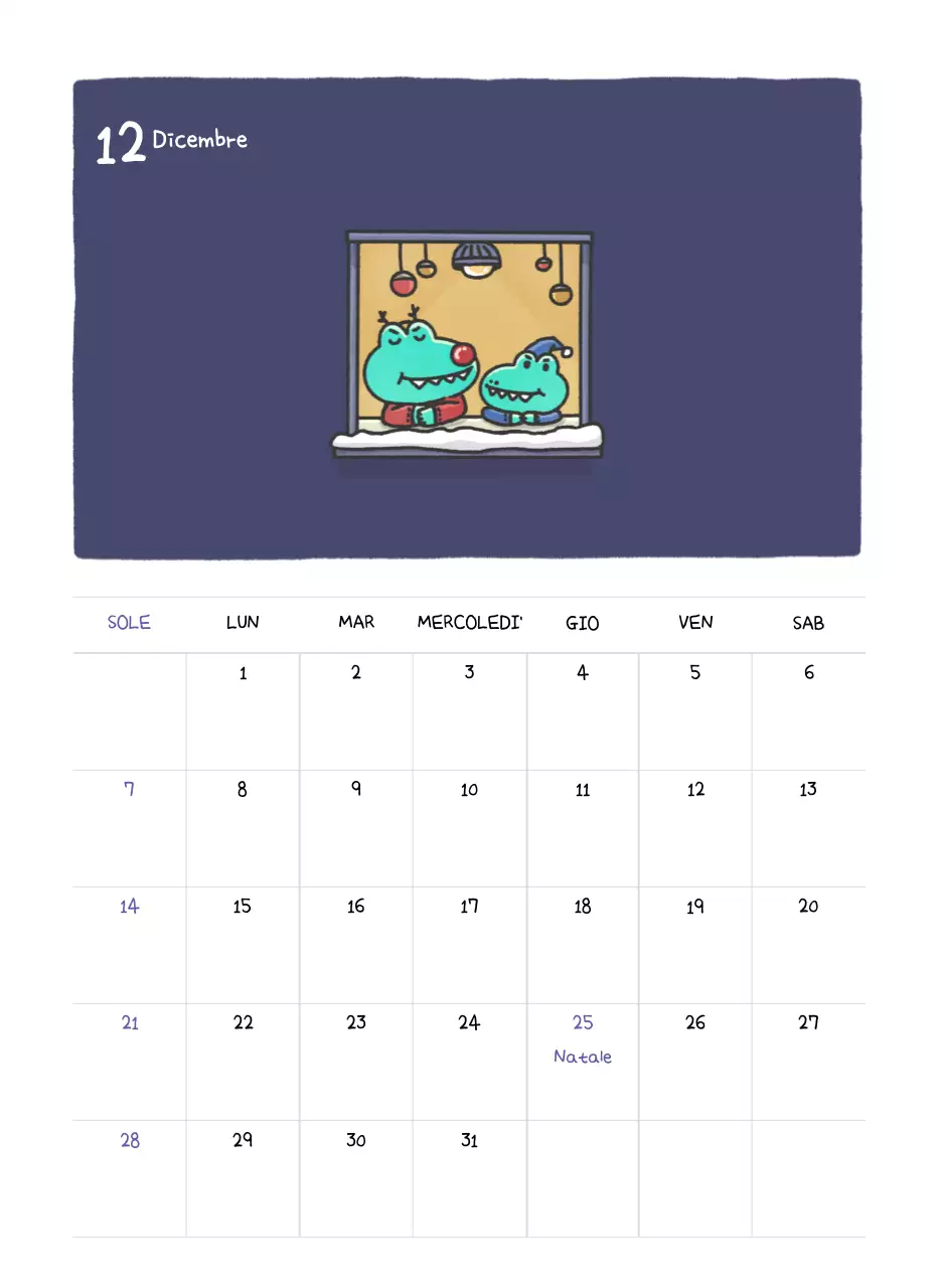 Un calendario con un simpatico concetto di illustrazione di Ago