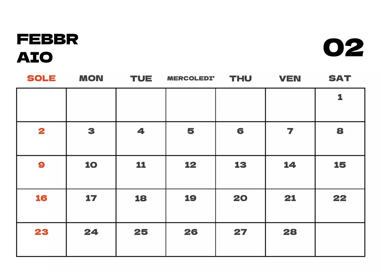 Calendario pulito con foto del cielo