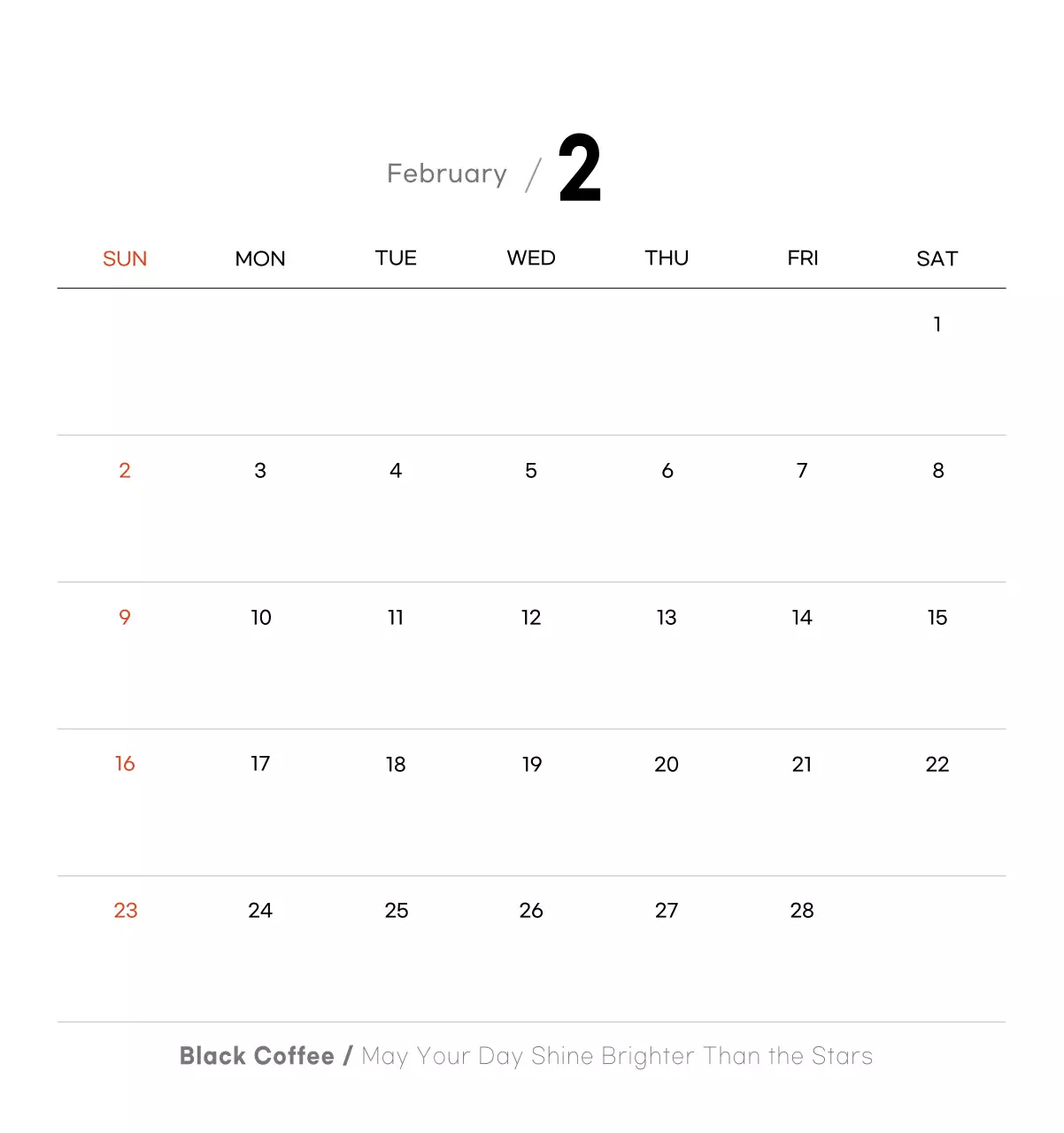 Minimalist coffee calendar