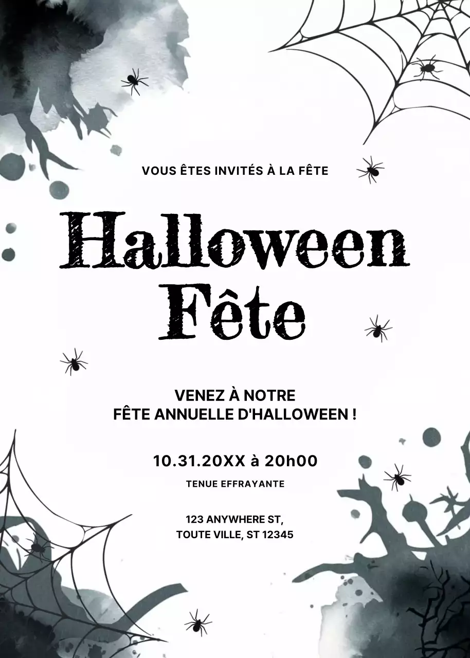 invitation gothique noire pour Halloween