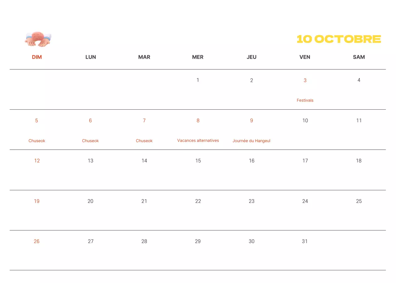 Un hôpital festif avec des illustrations sur le thème de la santé et de la famille et des accents colorés.