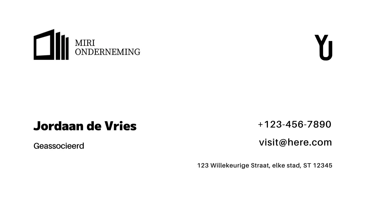 zwart minimalistisch visitekaartje