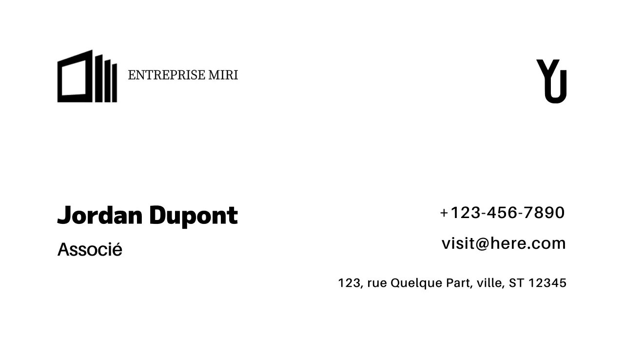 carte de visite minimaliste noire
