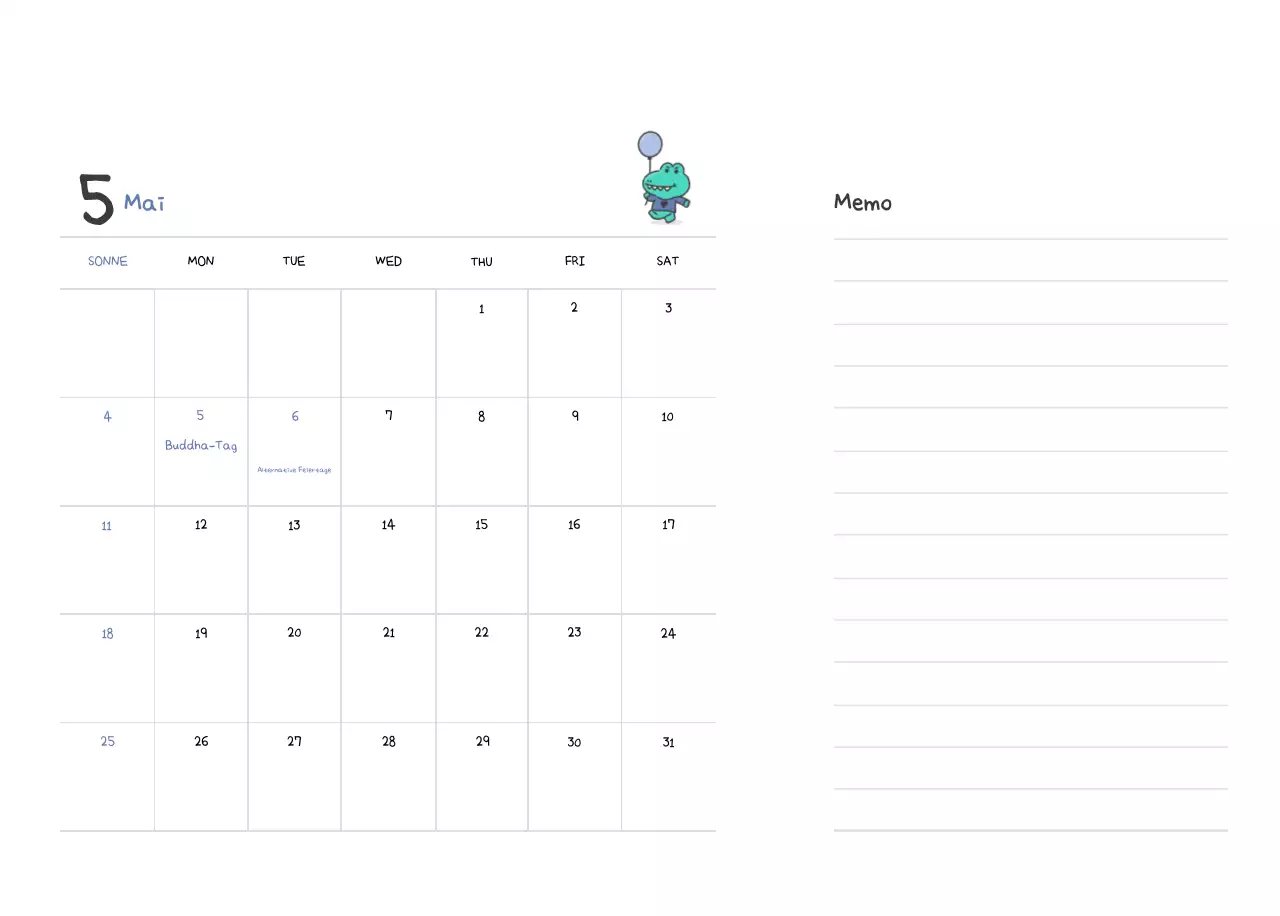 Ein Kalender mit einem niedlichen Ago-Illustrationskonzept