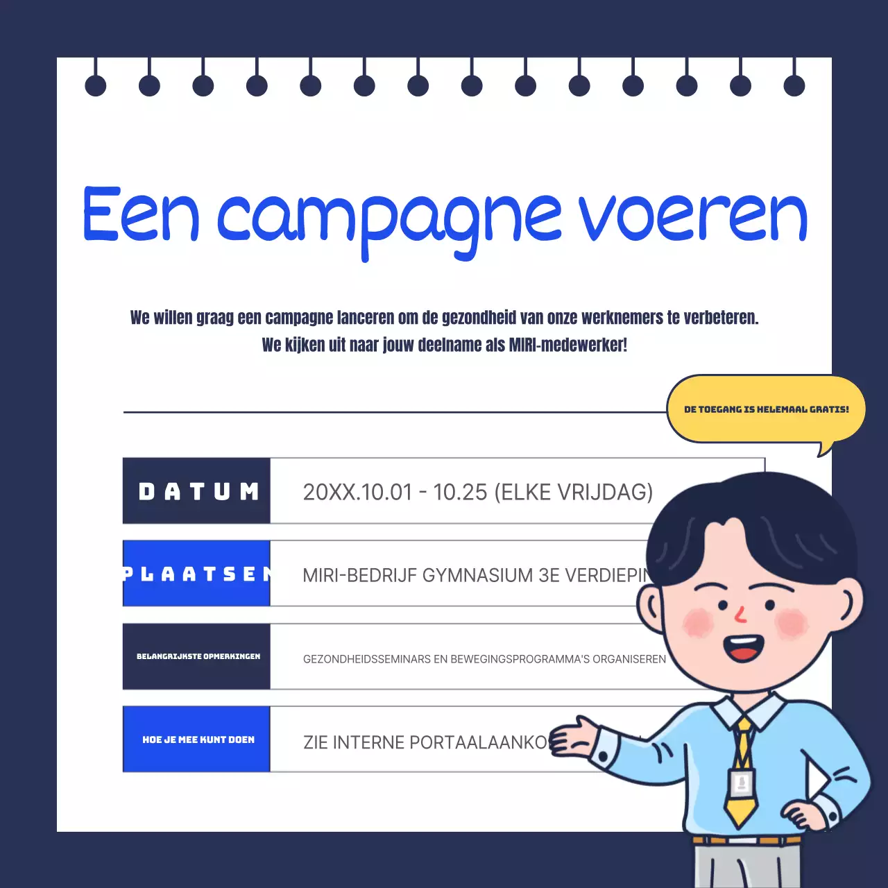 Promoot de gezondheidscampagne van je bedrijf in het blauw.