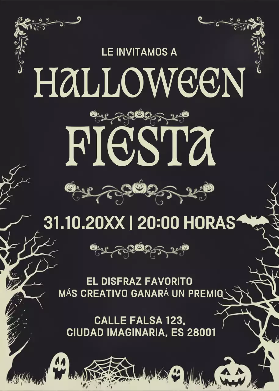 Invitación gótica negra de Halloween