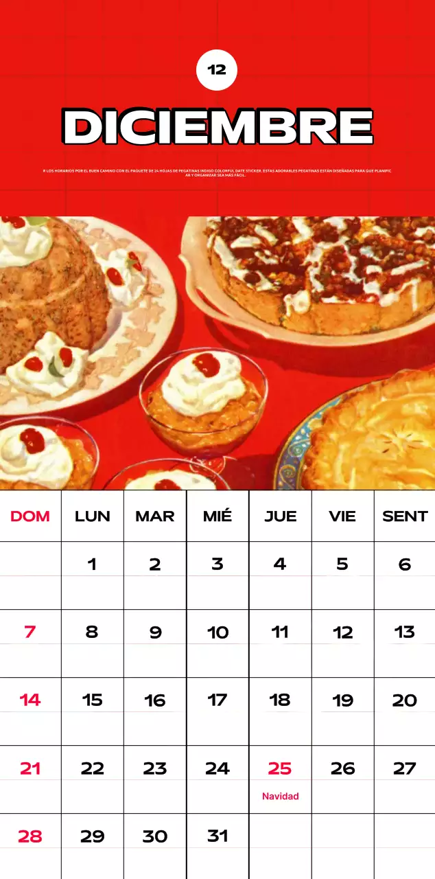 Coloridos calendarios con diversas ilustraciones retro