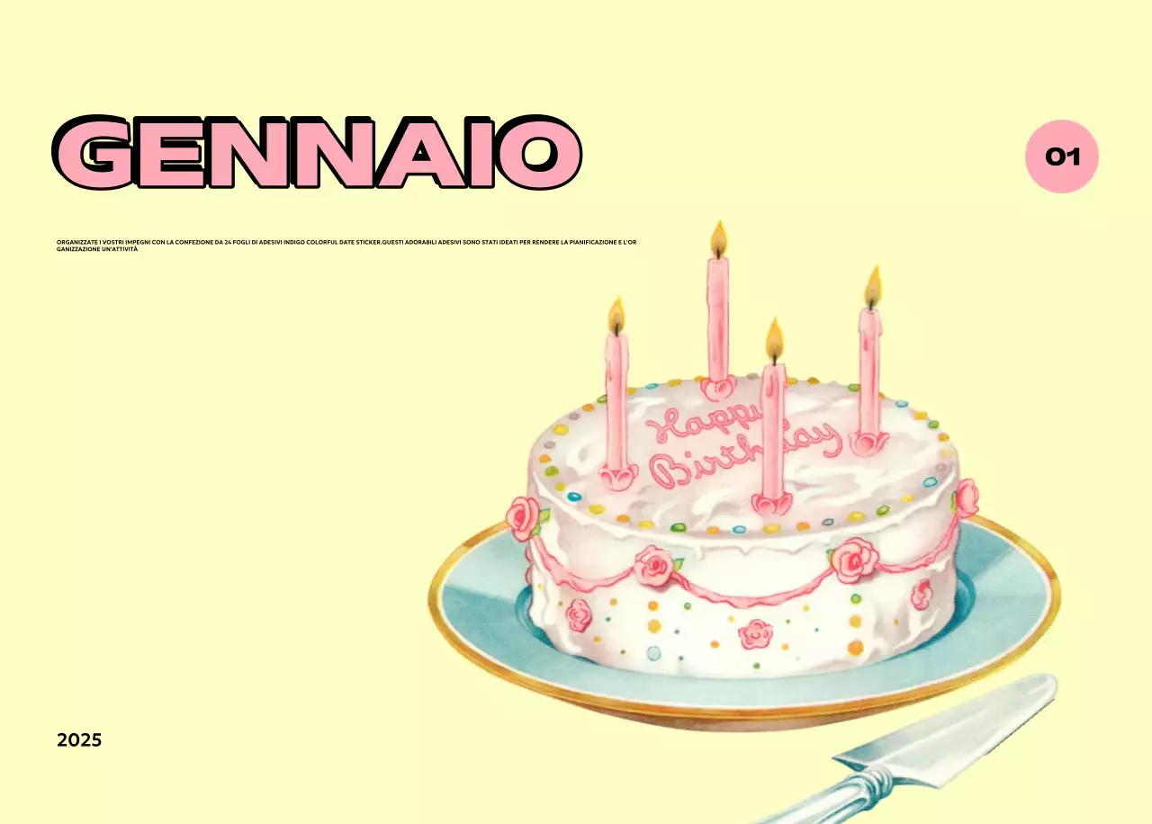 Calendari colorati con una varietà di illustrazioni retrò