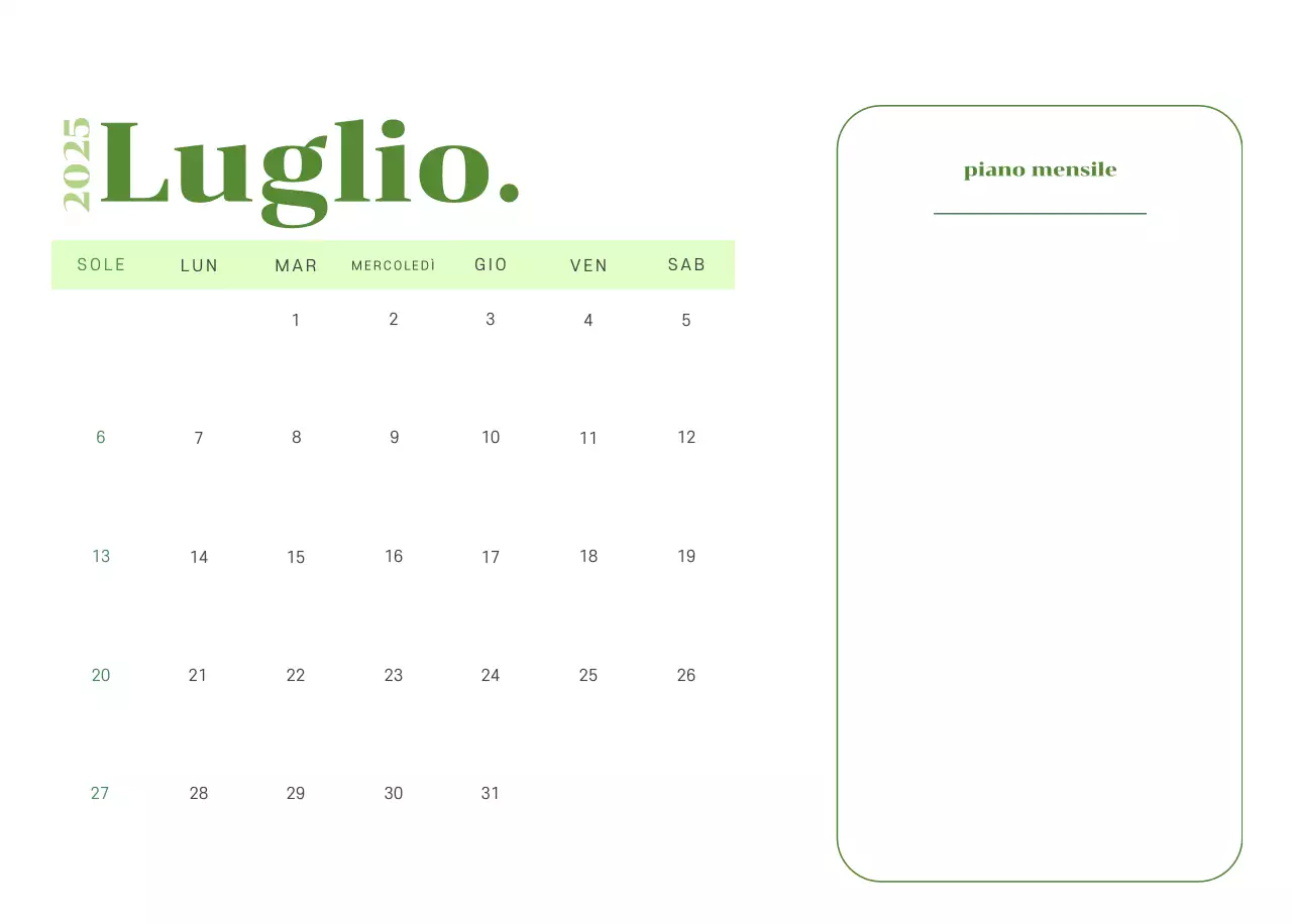 Calendario con illustrazioni giovanili su sfondo giallo-verde