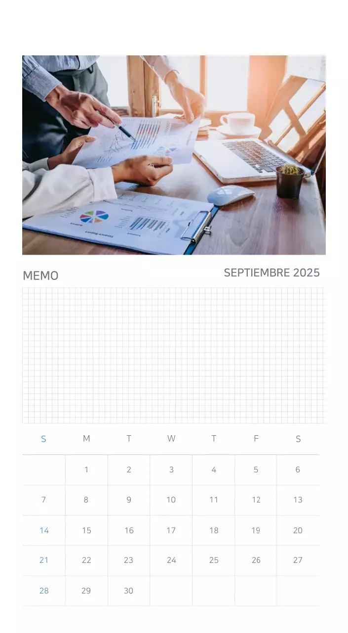 Calendario minimalista azul