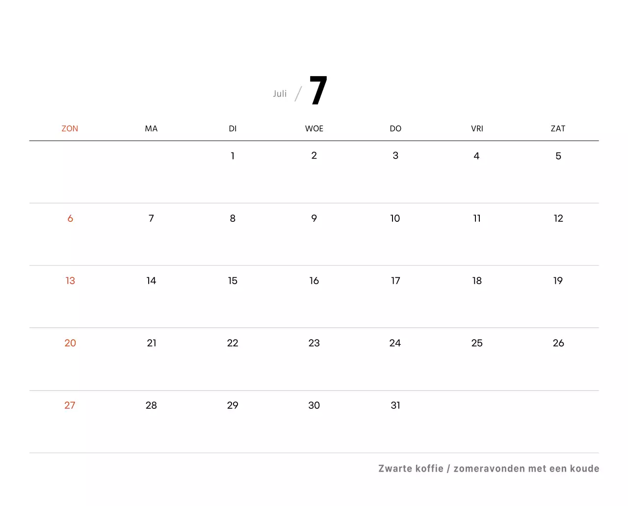 Eenvoudige bureaukalender met koffiefoto's voor cafés in witte tinten