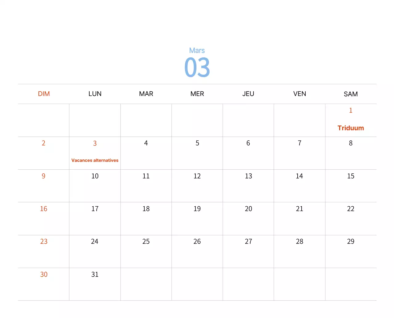 Calendrier du Nouvel An avec illustrations chaleureuses