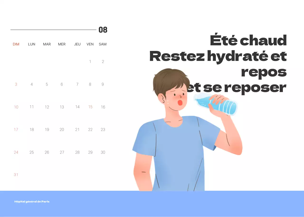 Un hôpital festif avec des illustrations sur le thème de la santé et de la famille et des accents colorés.