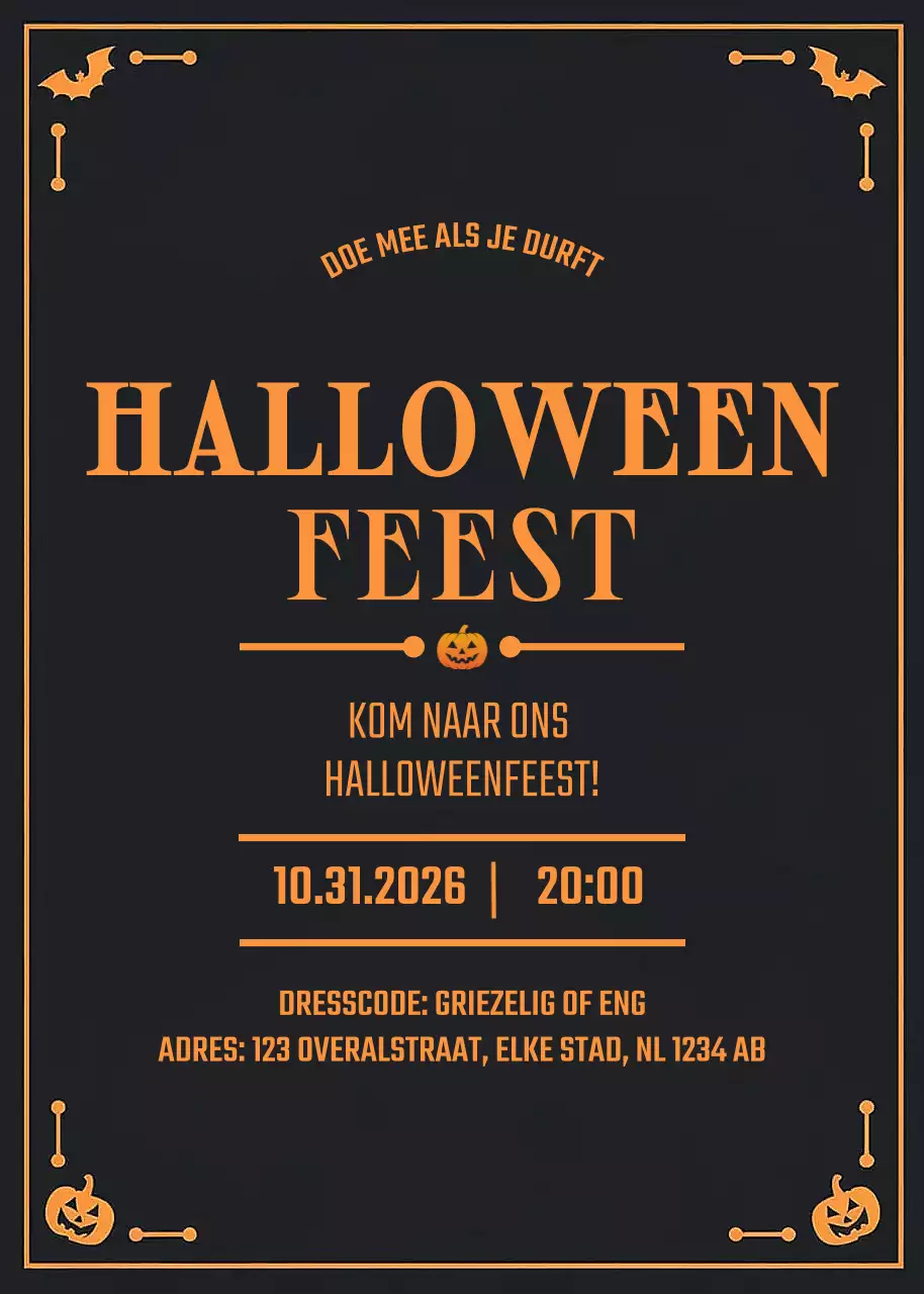 Zwarte spookachtige Halloween-uitnodiging