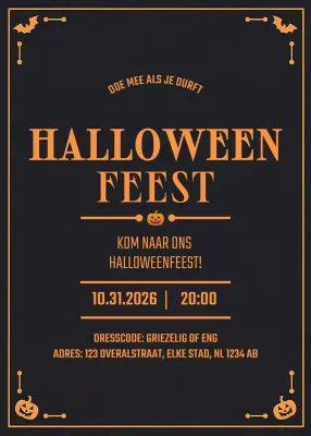 Zwarte spookachtige Halloween-uitnodiging