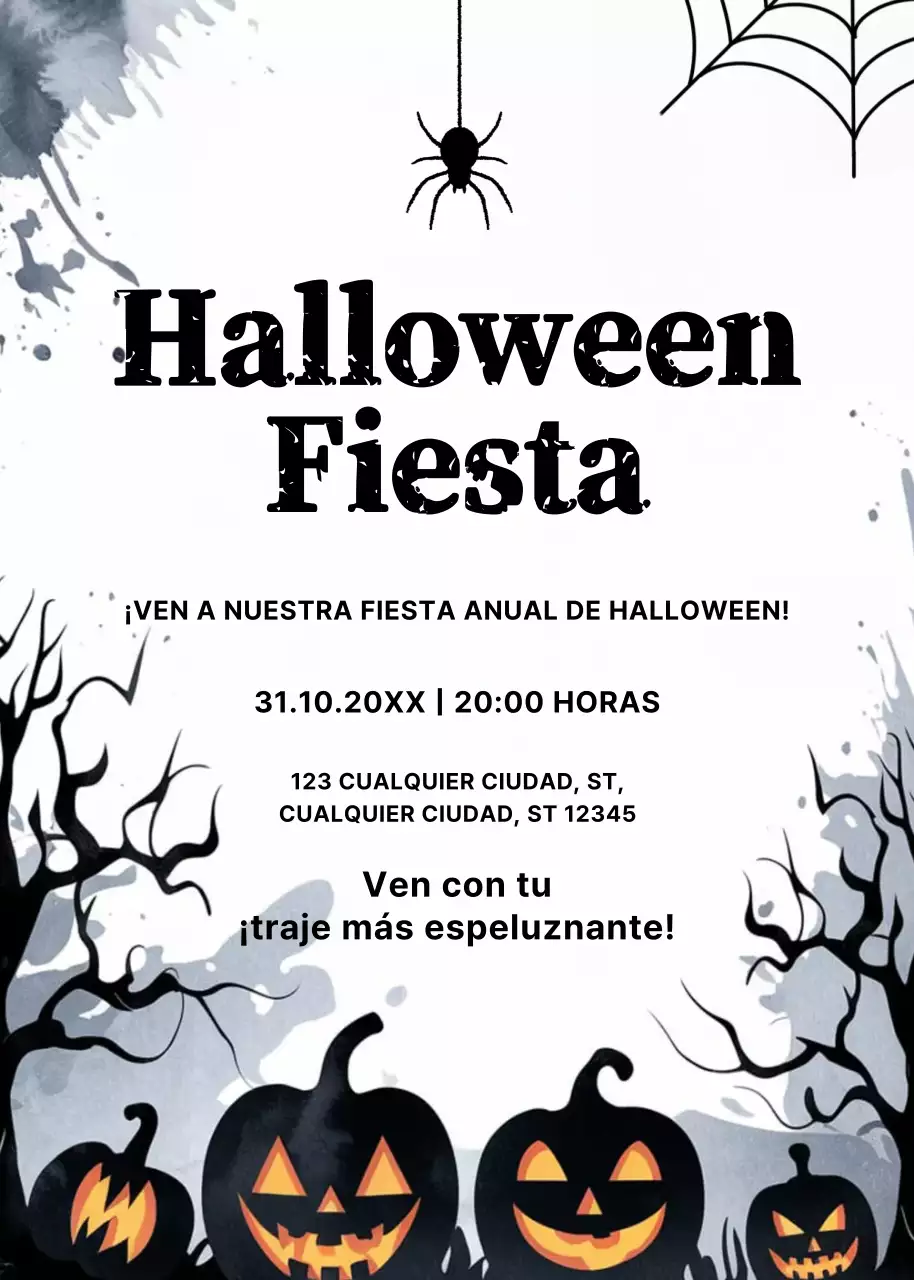 invitación gótica negra de Halloween