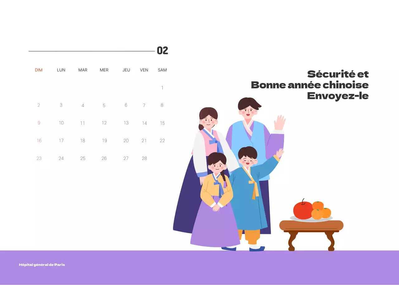 Un hôpital festif avec des illustrations sur le thème de la santé et de la famille et des accents colorés.