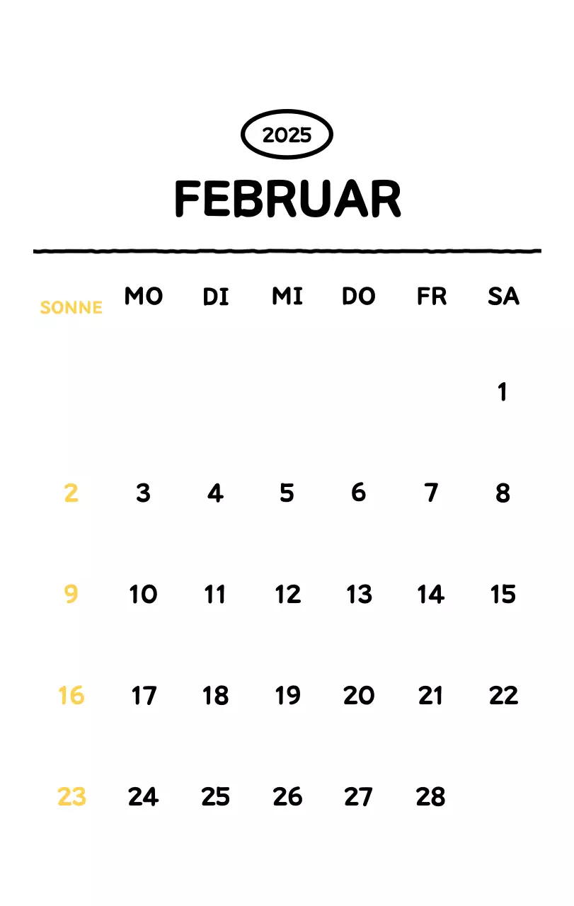 Illustrierter Kalender mit schönem Linienstil
