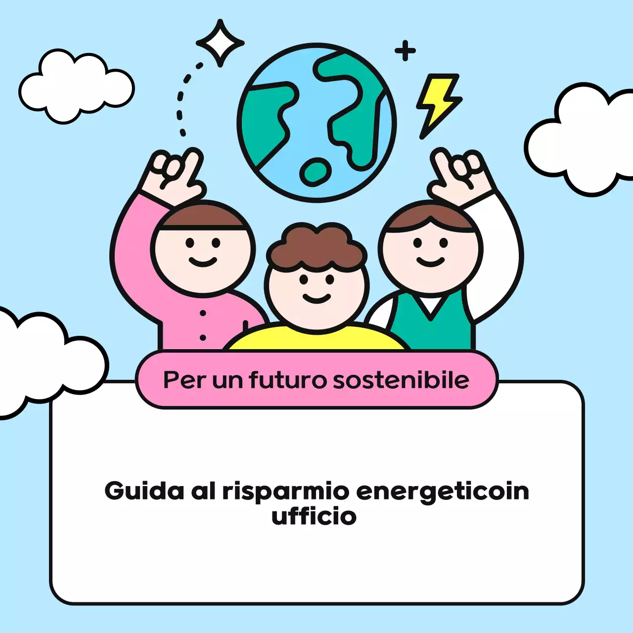 Una campagna di risparmio energetico sul posto di lavoro in azzurro e verde