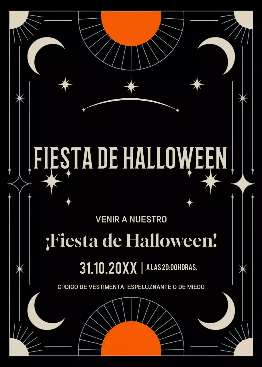 Invitación fiesta Halloween naranja negro