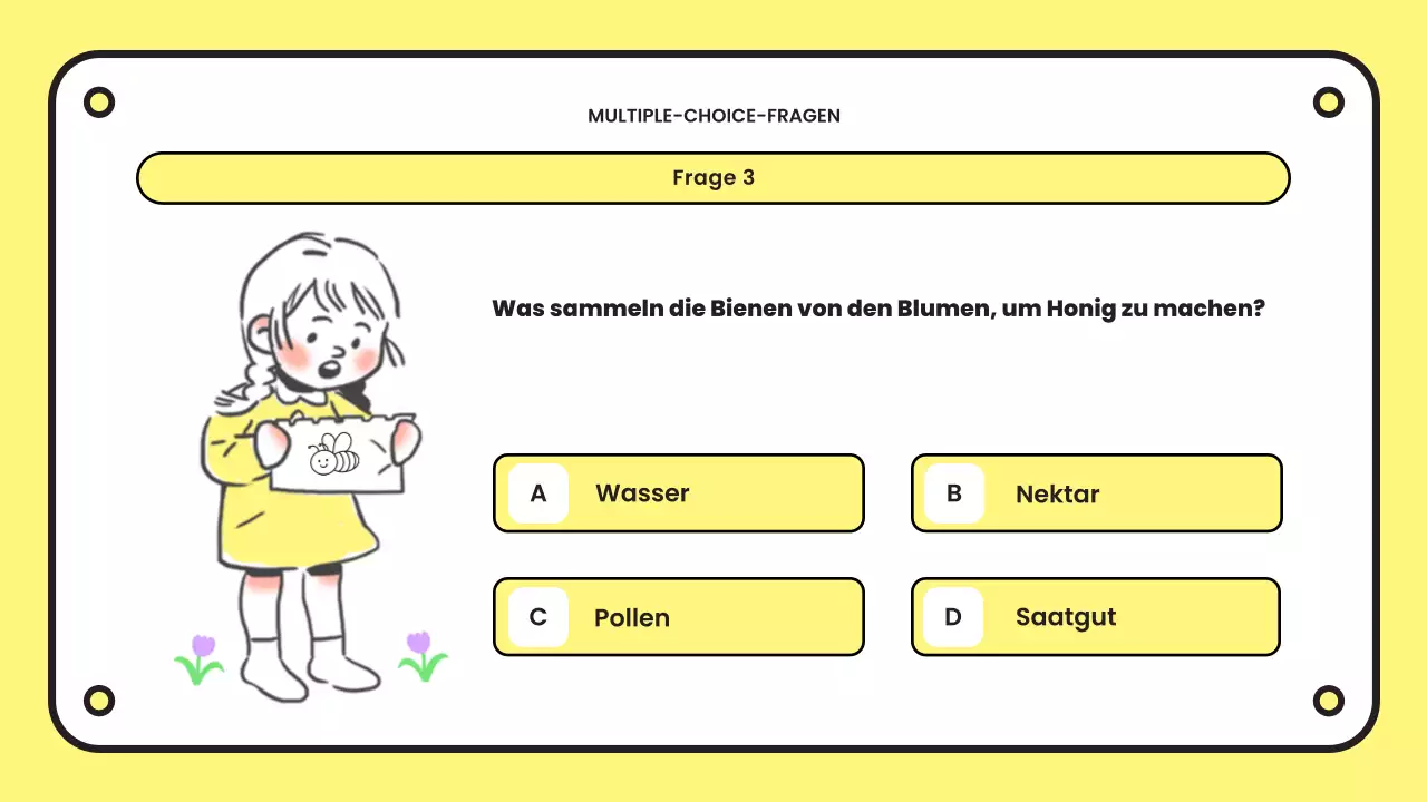 gelbe einfache Quiz-Präsentation