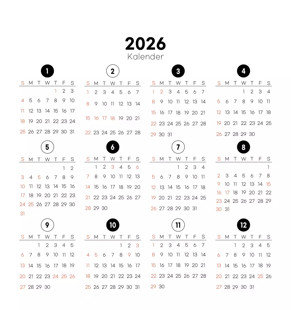 Minimalistischer Kaffee-Kalender