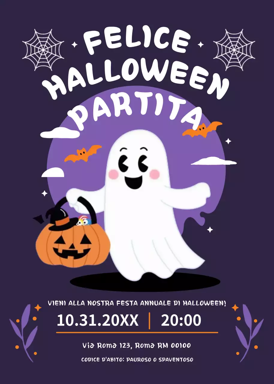 Invito alla festa di Halloween arancione e viola