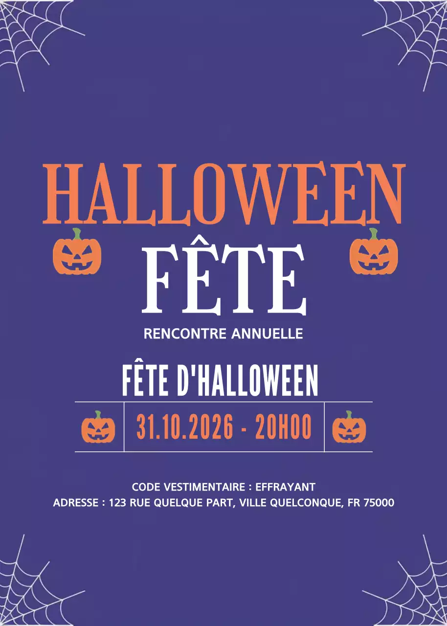 Invitation rétro violette pour Halloween