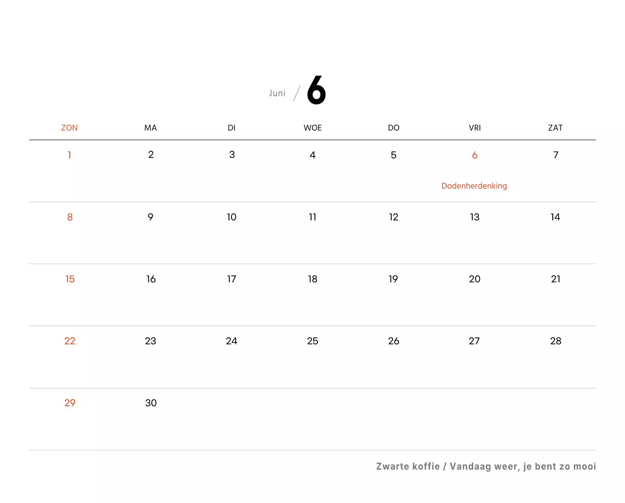 Eenvoudige bureaukalender met koffiefoto's voor cafés in witte tinten