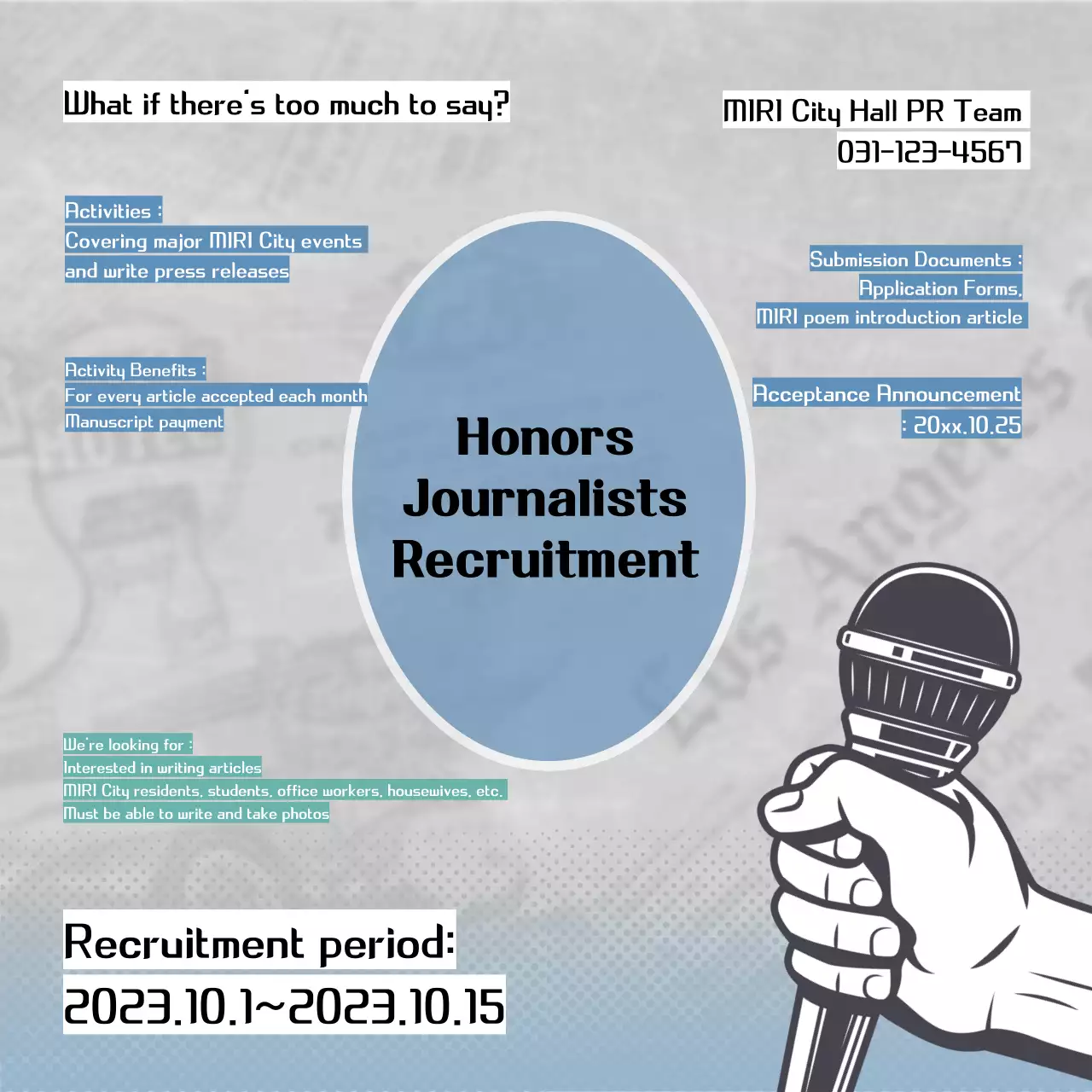 Bài đăng trên mạng xã hội tuyển dụng nhà báo hiện đại màu xanh