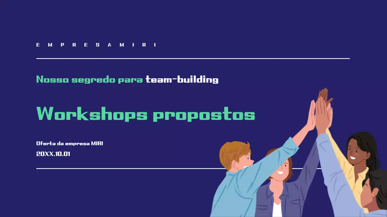 Proposta de oficina simples em azul-marinho e verde